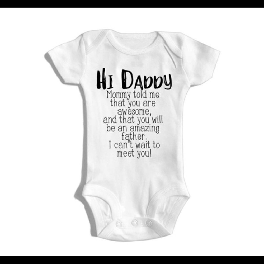 NEW Size 0-3 month white romper baby Announcement, baby shower, new dad gift
